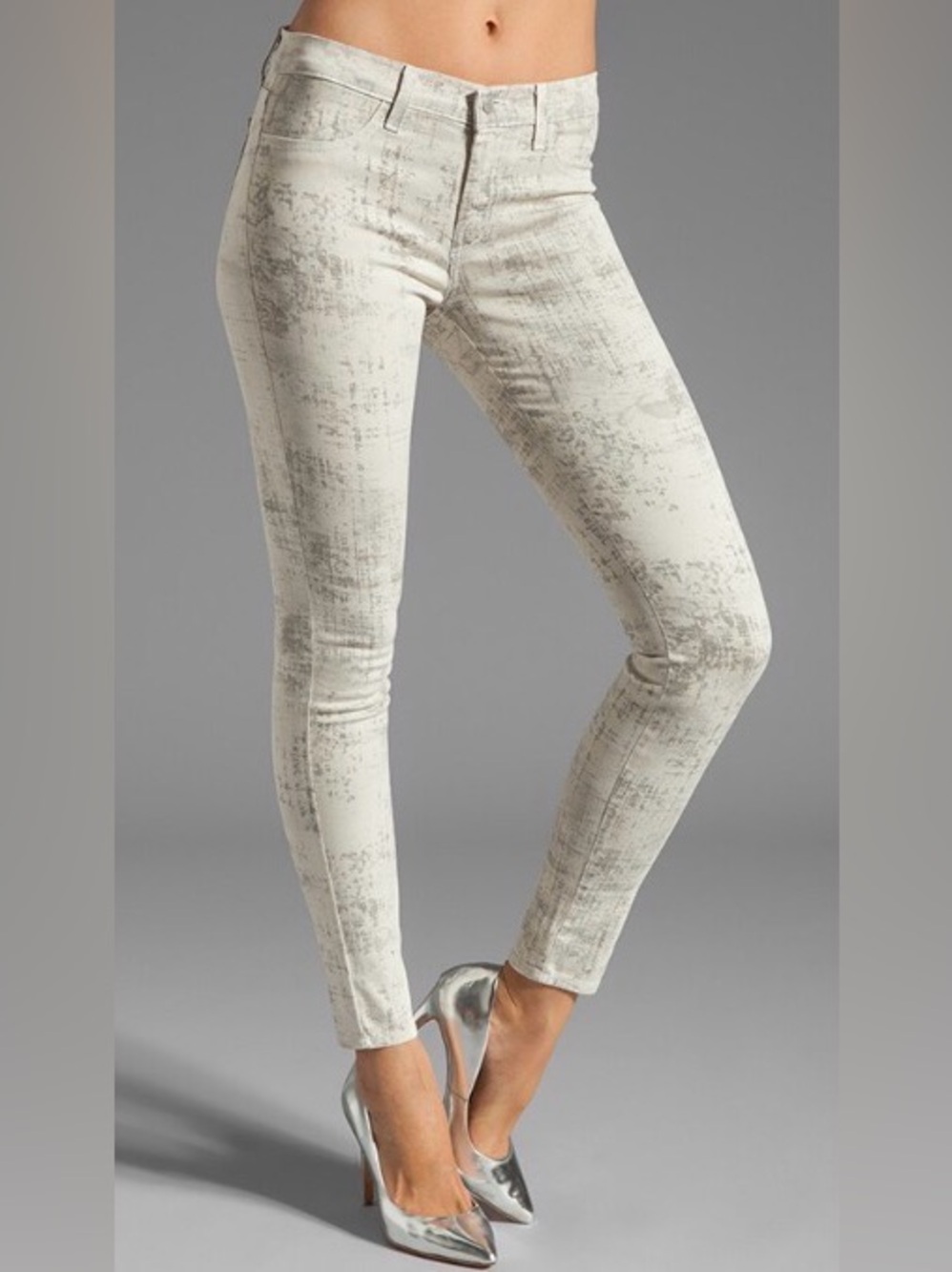 J Brand Mid Rise Skinny Ankle Jeans in Coated Noise